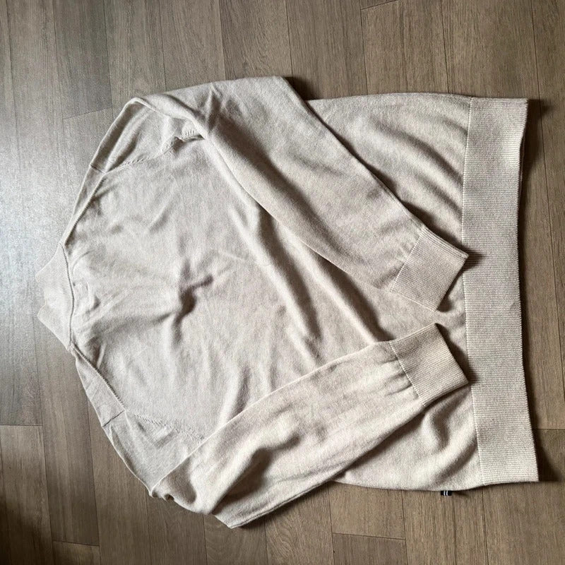 Nautica vintage beige knitted quarter zip 3/4 zip sweater jumper size S 262