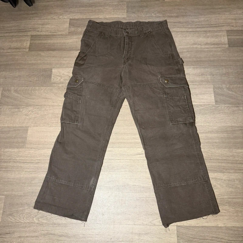 Carhartt double knee khaki cargo work style relaxed trousers size W32 L28 168