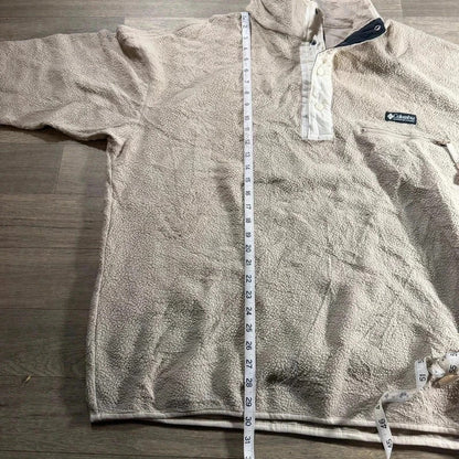 Vintage Columbia Sherpa Fleece Button Up Cream Beige Retro  pullover Y2K XXL 267