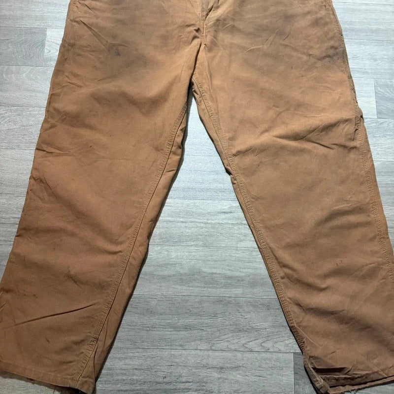 Vintage Carhartt dungaree fit brown tan cargo canvas trousers W42 L30 207