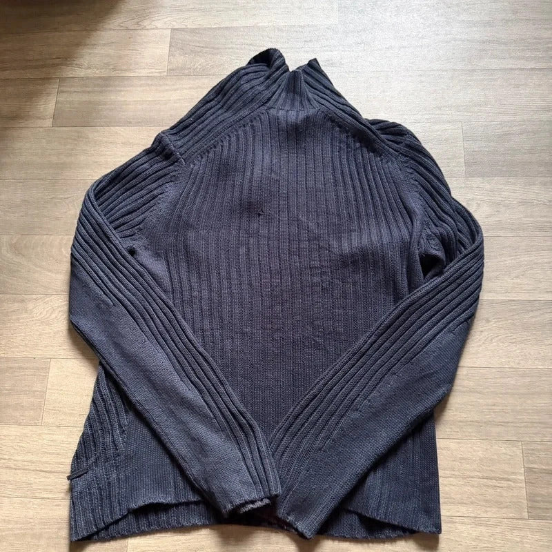 Calvin Klein vintage knitted navy quarter zip 3/4 sweater jumper size L 263