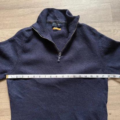 Woolrich vintage navy knitted 3/4 quarter zip sweater jumper size S 264