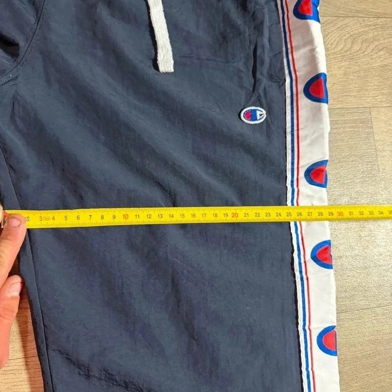 Vintage champion Y2K retro logo mesh lined baggy nylon track pant trousers M 216