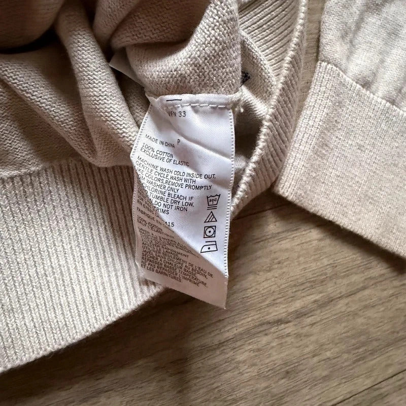 Nautica vintage beige knitted quarter zip 3/4 zip sweater jumper size S 262