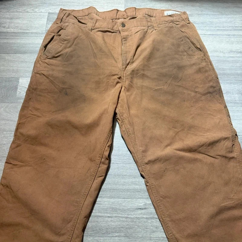 Vintage Carhartt dungaree fit brown tan cargo canvas trousers W42 L30 207