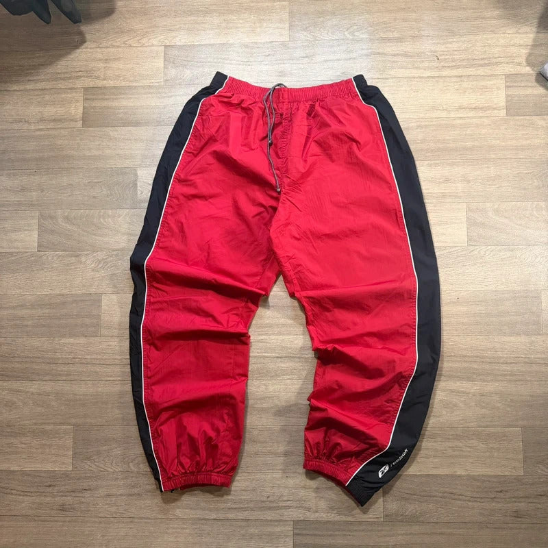 Reebok wide leg vintage Y2K 2000s red / black nylon track pant joggers size L 146