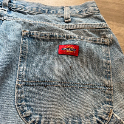 Vintage Dickies Denim Carpenter Shorts Light Blue Baggy Workwear Y2K W36 094