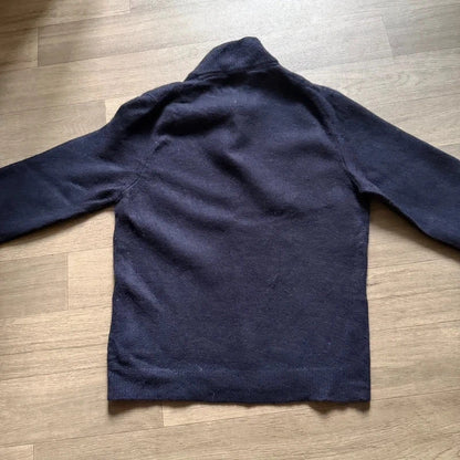 Woolrich vintage navy knitted 3/4 quarter zip sweater jumper size S 264