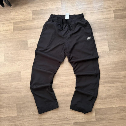 Reebok vintage Y2K mesh lined black retro track pants trousers size S 159