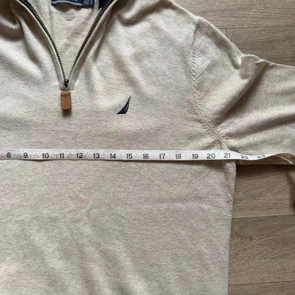 Nautica vintage beige knitted quarter zip 3/4 zip sweater jumper size S 262