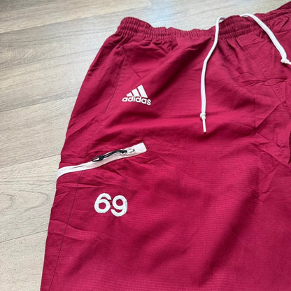 Adidas vintage Y2K wide leg nylon track pant trousers red size L 153
