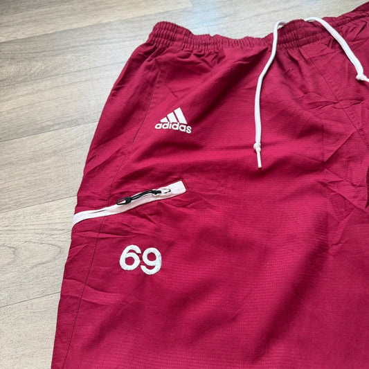 Adidas vintage Y2K wide leg nylon track pant trousers red size L 153