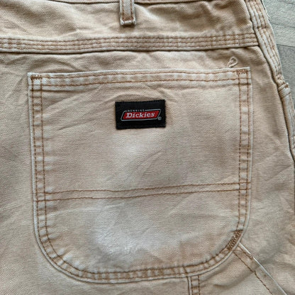Dickies vintage 2000s Tan beige relaxed carpenter cargo jorts denim jean shorts W38 (13)
