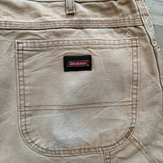 Dickies vintage 2000s Tan beige relaxed carpenter cargo jorts denim jean shorts W38 (13)