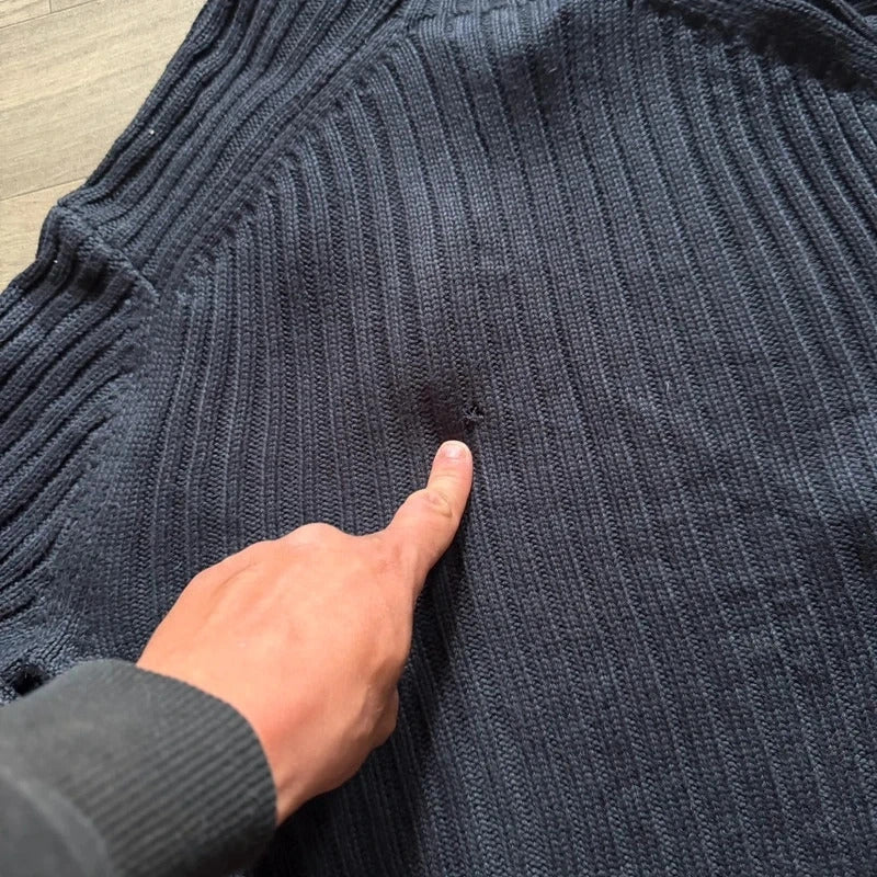 Calvin Klein vintage knitted navy quarter zip 3/4 sweater jumper size L 263