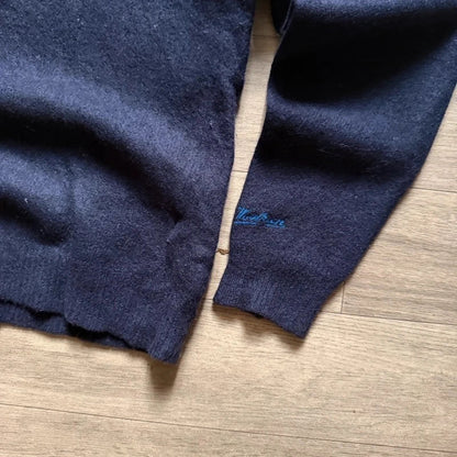 Woolrich vintage navy knitted 3/4 quarter zip sweater jumper size S 264