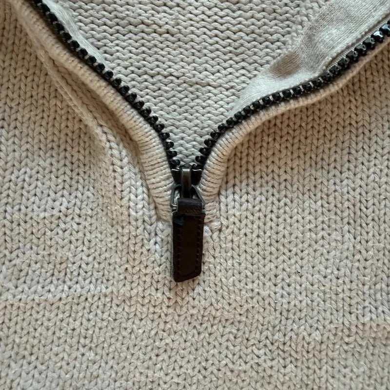 Chaps Ralph Lauren vintage white knitted quarter zip 3/4 sweater jumper M 260