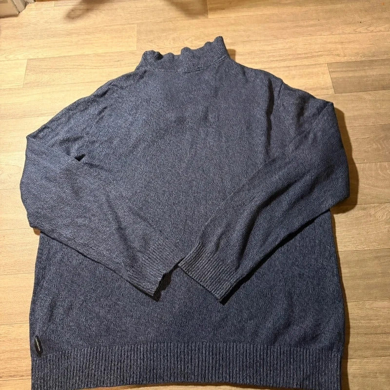 Calvin Klein jeans vintage navy knitted quarter zip jumper size XXL 235