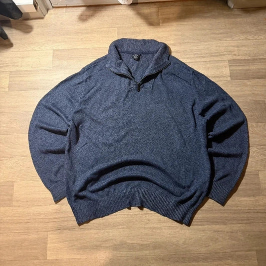 Calvin Klein jeans vintage navy knitted quarter zip jumper size XXL 235