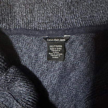 Calvin Klein jeans vintage navy knitted quarter zip jumper size XXL 235