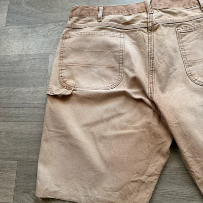 Dickies vintage 2000s Tan beige relaxed carpenter cargo jorts denim jean shorts W38 (13)