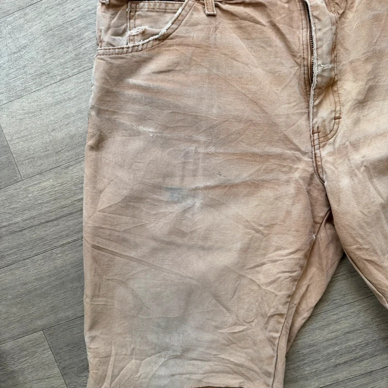 Dickies vintage 2000s Tan beige relaxed carpenter cargo jorts denim jean shorts W38 (13)