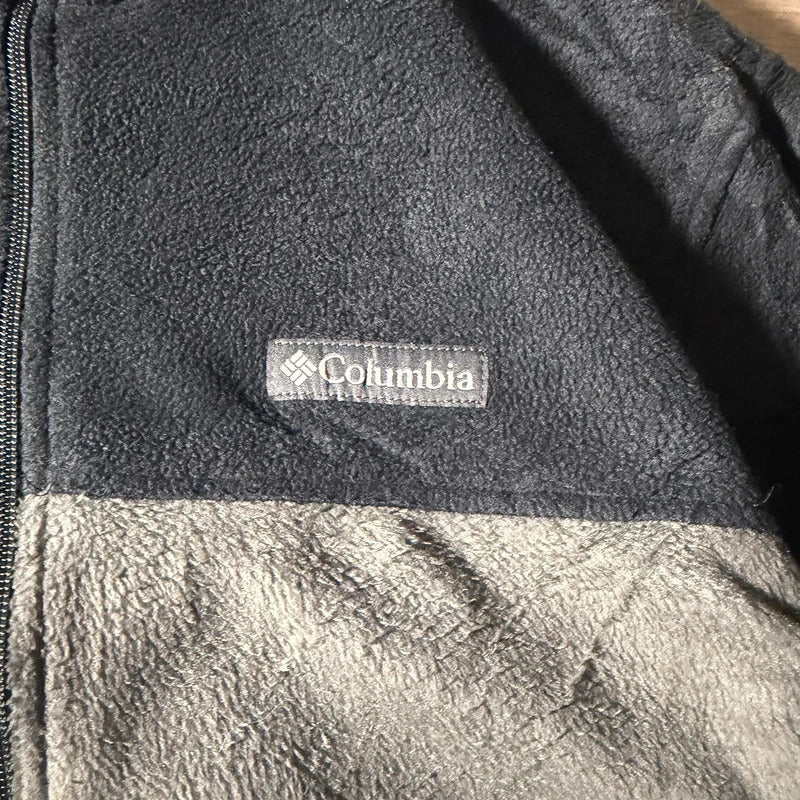 Columbia vintage Y2K full zip two tone grey fleece jacket size L 266
