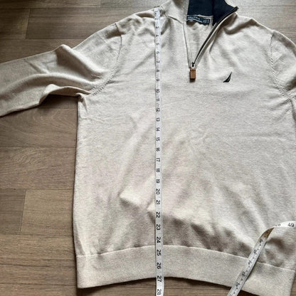 Nautica vintage beige knitted quarter zip 3/4 zip sweater jumper size S 262