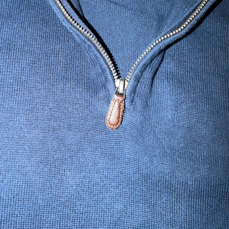 Tommy Hilfiger Navy Quarter Zip Sweatshirt Jumper Pullover Logo Men’s XL Vintage 053
