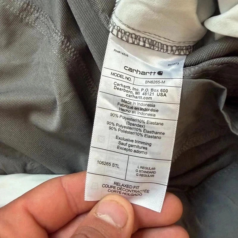 Carhartt relaxed fit grey cargo nylon work pant trousers size L 212