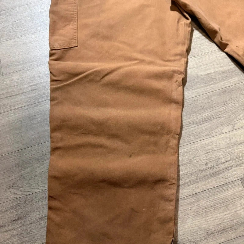 Vintage Carhartt dungaree fit brown tan cargo canvas trousers W42 L30 207
