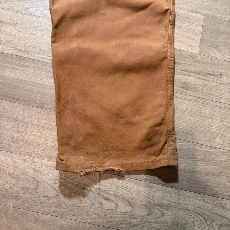 Vintage Carhartt dungaree fit brown tan cargo canvas trousers W42 L30 207
