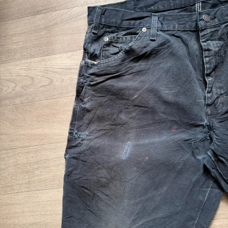 Vintage dickies Y2K black denim carpenter cargo jorts shorts W36 111