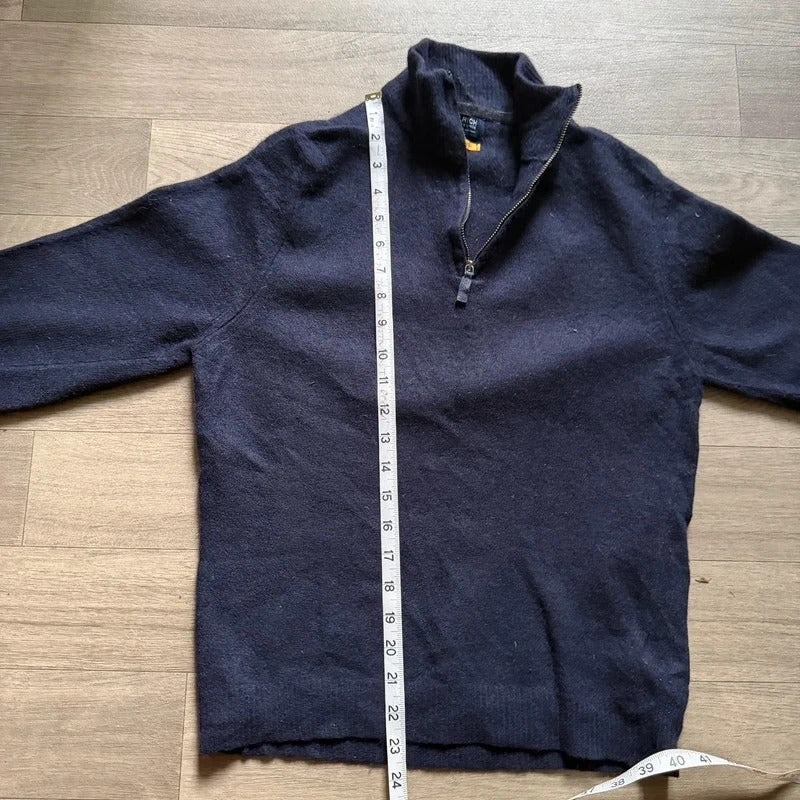 Woolrich vintage navy knitted 3/4 quarter zip sweater jumper size S 264