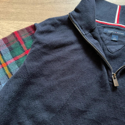 Tommy Hilfiger navy knit quarter zip sweater jumper men’s size L 067
