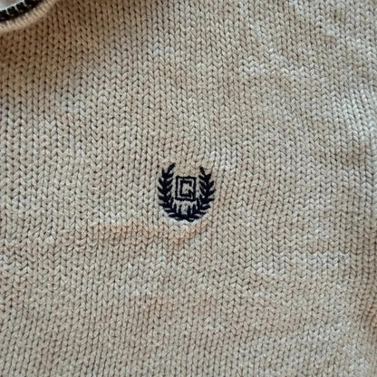 Chaps Ralph Lauren vintage white knitted quarter zip 3/4 sweater jumper M 260