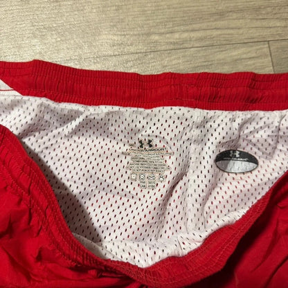 Under armour vintage relaxed baggy mesh lined red nylon track pants size M 197