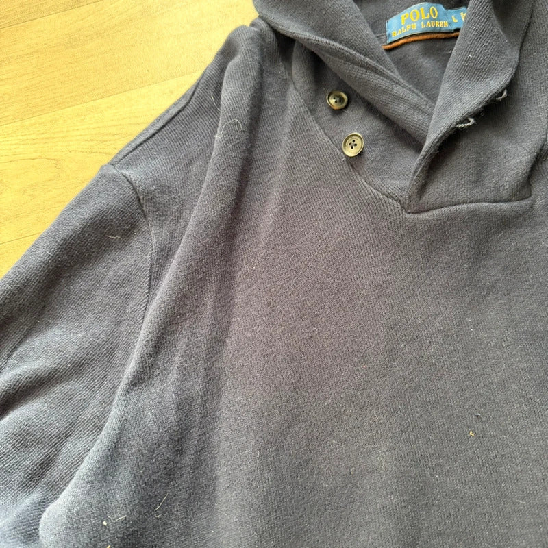 Ralph Lauren Shawl Collar Sweatshirt Navy Pullover Jumper Size L 032