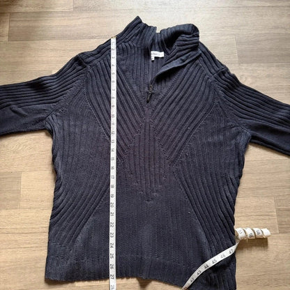Calvin Klein vintage knitted navy quarter zip 3/4 sweater jumper size L 263