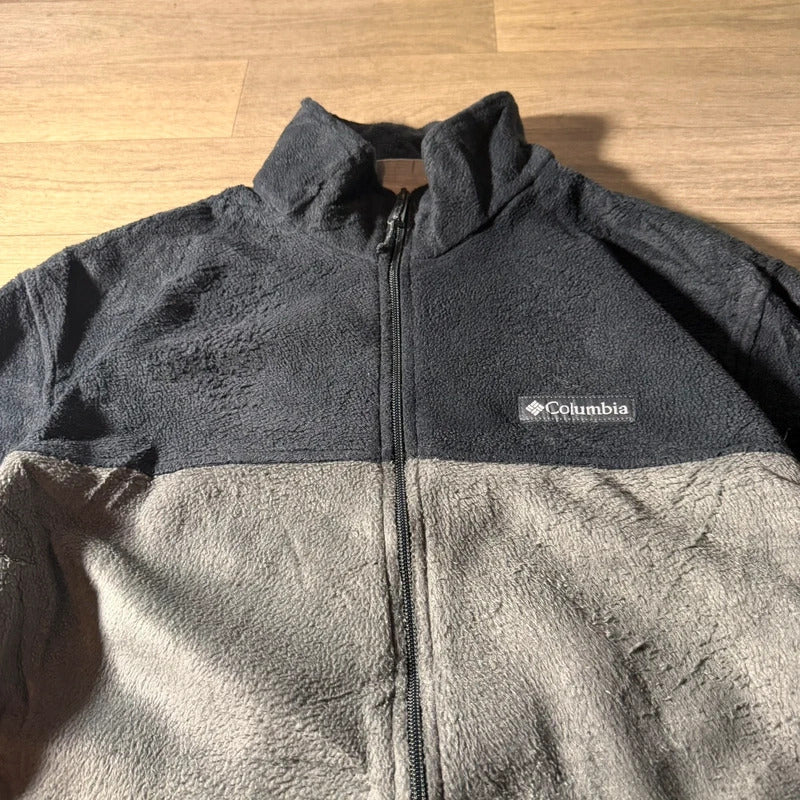 Columbia vintage Y2K full zip two tone grey fleece jacket size L 266