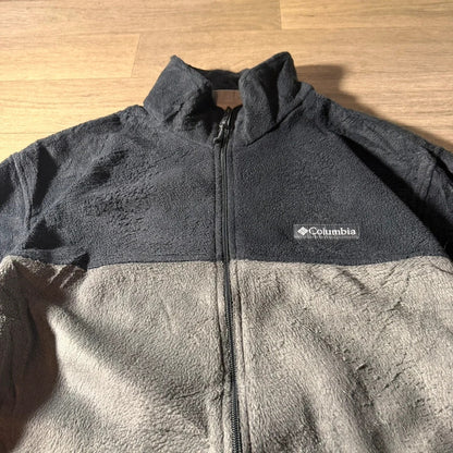 Columbia vintage Y2K full zip two tone grey fleece jacket size L 266