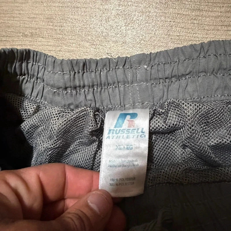 Vintage Russell athletics grey striped mesh lined nylon baggy track pants Y2K size Xl 199