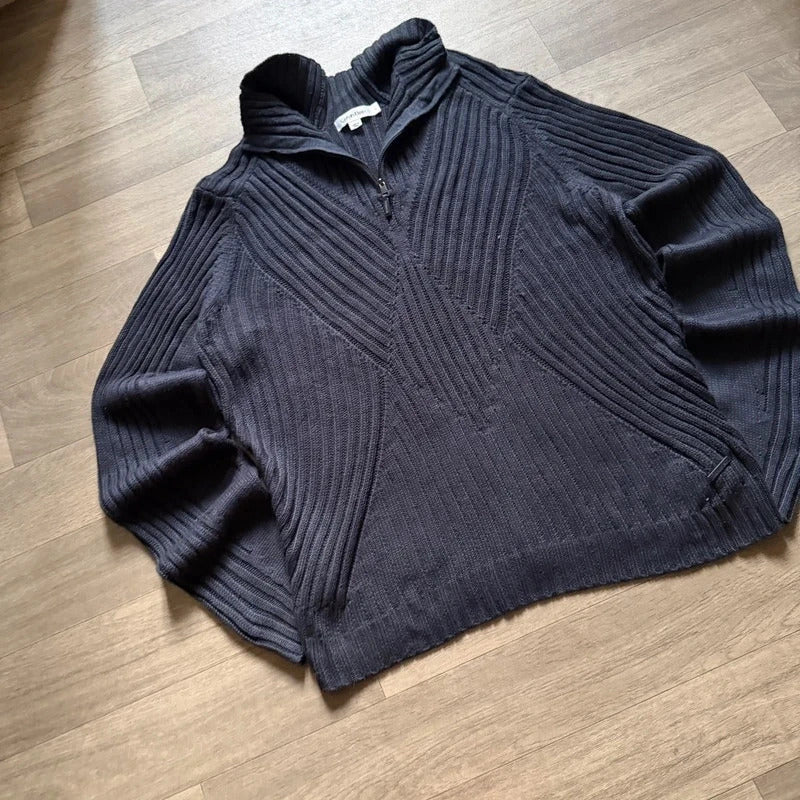 Calvin Klein vintage knitted navy quarter zip 3/4 sweater jumper size L 263