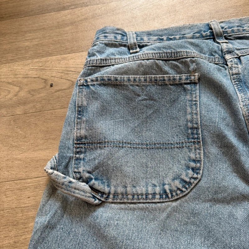 Vintage Dickies Denim Carpenter Shorts Light Blue Baggy Workwear Y2K W36 094