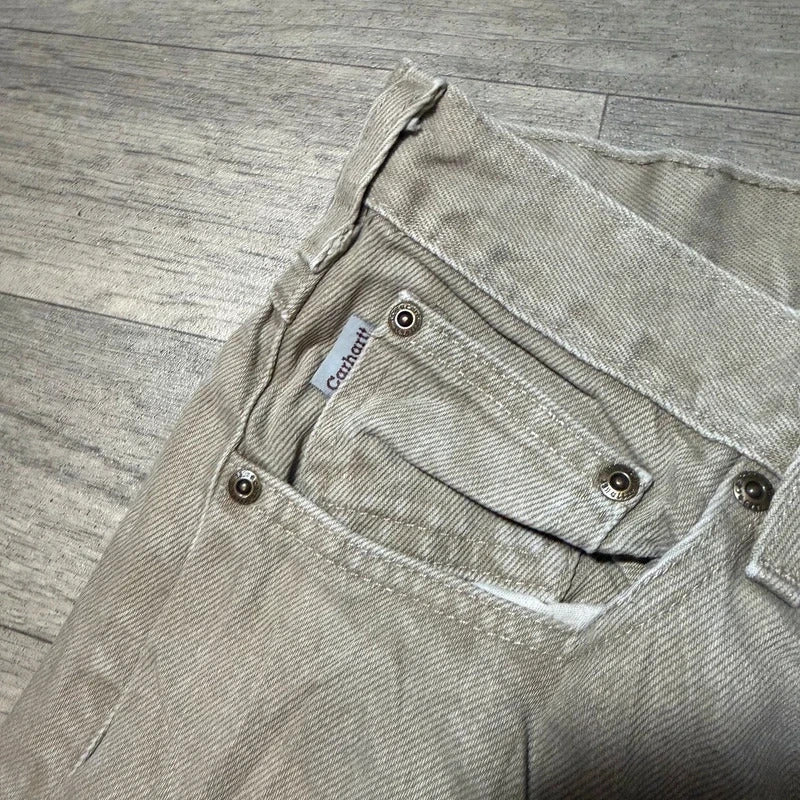 Vintage Carhartt Y2K 00s twill work pant beige trousers W34 L33 208