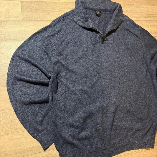 Calvin Klein jeans vintage navy knitted quarter zip jumper size XXL 235