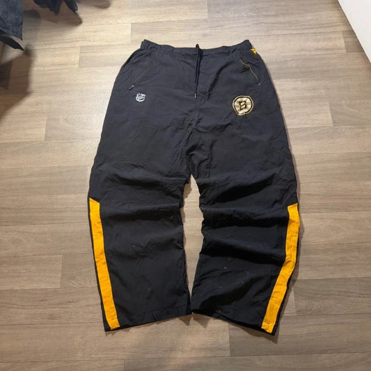 NHL Boston Bruins Track Pants Black Yellow Y2K Sportswear mesh Joggers XL 220