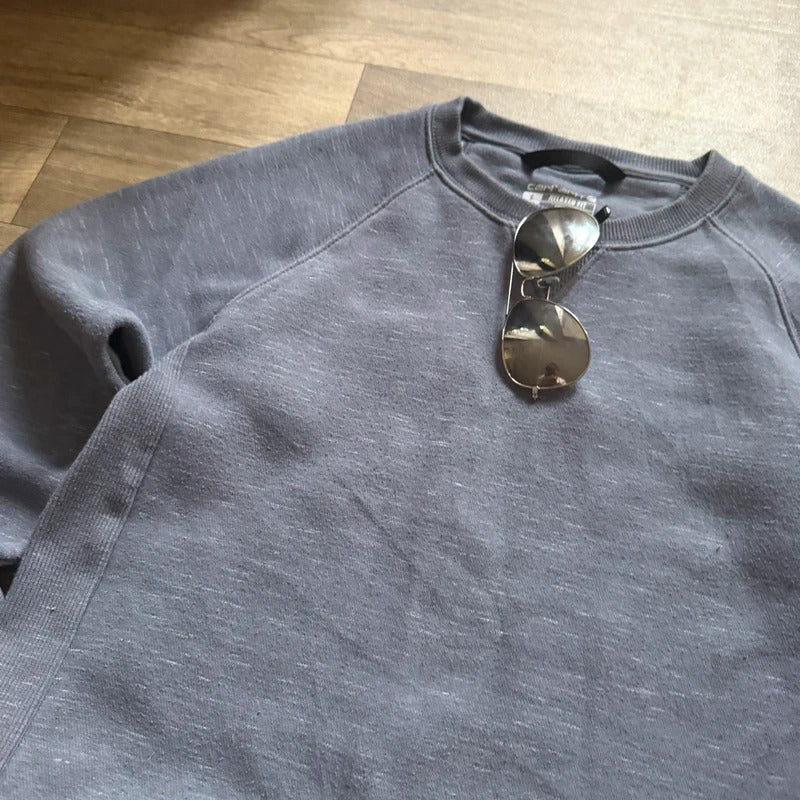 Carhartt relaxed fit light blue graphic spellout sleeve jumper men’s size S 107