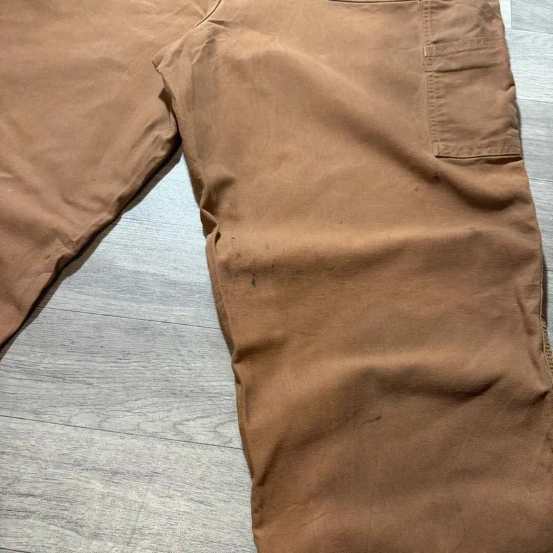 Vintage Carhartt dungaree fit brown tan cargo canvas trousers W42 L30 207