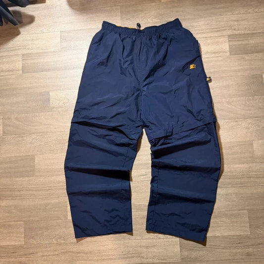 Vintage Y2K starter nylon baggy mesh lined track pants navy size S 198